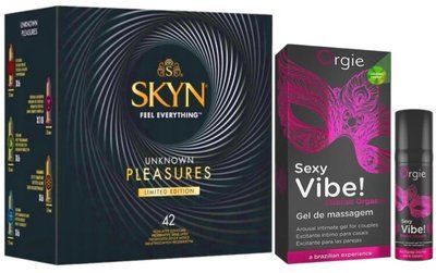 Набор из SKYN Pleasures (42 шт) + Жидкий вибратор Orgie Sexy Vibe (15 мл) SOS10017 фото