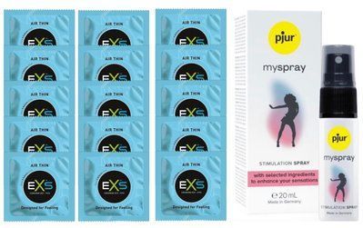Комплект EXS Air Thin 15 шт+pjur My Spray, 20 мл SOS14810 фото
