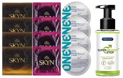 Комплект: Пролонгатор Super Orgasm Stop Гель (150 мл) + 8 шт. SKYN + 4 шт 𝐎𝐍𝐄 𝐏𝐥𝐞𝐚𝐬𝐮𝐫𝐞 𝐏𝐥𝐮𝐬 SOS10771 фото