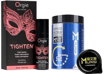 Гель для сужения Orgie &ndash; Tighten (15 мл)+ Muaisi 0.02 мм Blue 12 штук (банка) SOS6711 фото