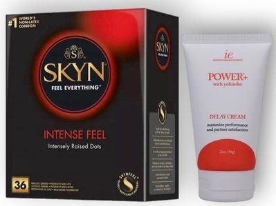 Набор из SKYN Intense Feel (36 шт) + Пролонгатор Doc Johnson Power+ with Yohimbe 56 г SOS8957 фото