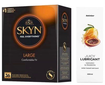 Набор Лубрикант Satisfyer Mango&Passion 300 мл + SKYN Large 36 шт. SOS12828 фото