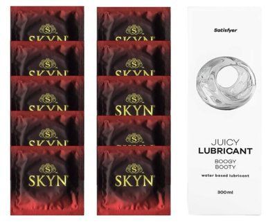 Комплект SKYN Intense Feel 10шт. + Лубрикант Satisfyer Juicy Lubricant Boogy Booty 300 мл SOS12578 фото