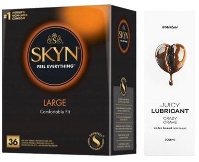 Комплект Лубрикант Satisfyer Juicy Crazy Crave 300 мл + SKYN Large 36 шт SOS12878 фото