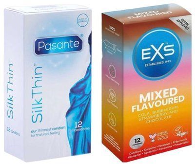 Набір з Pasante Silk Thin 12 шт + EXS Mixed Flavoured 12 шт. SOS8109 фото