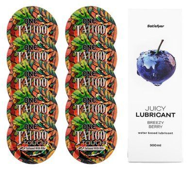Комплект ONE Tattoo Touch 10 шт. + Лубрикант Satisfyer Juicy Lubricant Breezy Berry (300 мл) SOS12176 фото