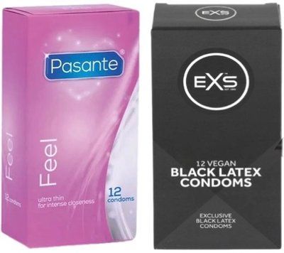 Набір з Pasante Sensitive Feel (12 шт) + EXS Black Latex 12 шт SOS8156 фото