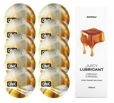 ONE Banana Split 10шт. + Лубрикант Satisfyer Creamy Caramel 300 мл SOS12477 фото