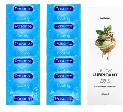 Комплект Pasante Cooling 10шт. + Лубрикант Satisfyer Juicy Lubricant Minty Mocha 300 мл SOS11576 фото