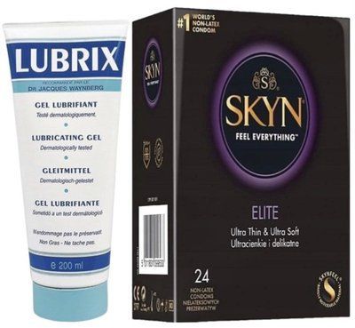 Набор из Лубриканта на водной основе Lubrix (200 мл) + SKYN Elite, 24 шт SOS8807 фото