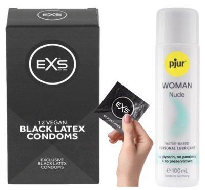Комплект EXS Black Latex (12 шт) + Pjur Woman Nude 100 мл SOS13578 фото