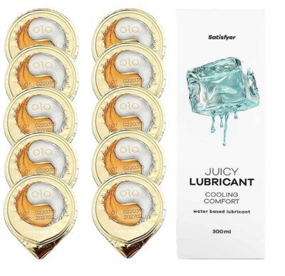 Комплект OLO &ldquo;Лід і Полум&rsquo;я&rdquo; 10 шт. + Лубрикант Satisfyer Juicy Lubricant Cooling Comfort 300 мл SOS12528 фото