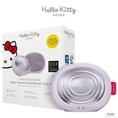 Електронна ультразвукова термощітка для обличчя GESKE Sonic Thermo Facial Brush 5в1 by Hello Kitty purple HB0244 фото