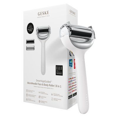 Електронний ролер для обличчя та тіла з мікроголками GESKE MicroNeedle Face&Body Roller 8в1 white HB0205 фото