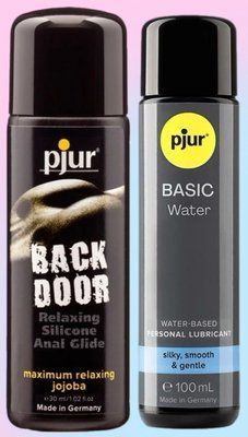 Набір лубрикантів pjur backdoor anal Relaxing jojoba silicone 30 мл + pjur Basic waterbased 100 мл LB816 фото