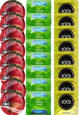 Набір 24 шт ONE Chocolate Strawberry + Delay Infinity + EXS Banana SOS7512 фото