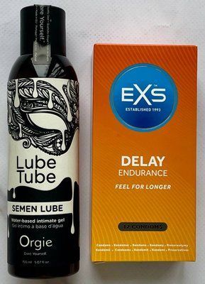 Комплект EXS Delay 12 шт - Лубрикант SEMEN LUBE Intimate Gel, 150 мл ORGIE SOS3260 фото