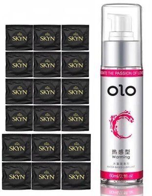 Комплект: SKYN Original 18 шт. + Лубрикант зігріваючий OLO 60 мл SOS11272 фото