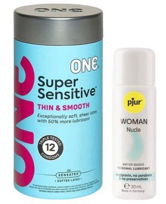 Набор ONE Super Sensitive Pack 12 шт + Лубрикант Pjur Woman Nude 30 мл SOS13029 фото