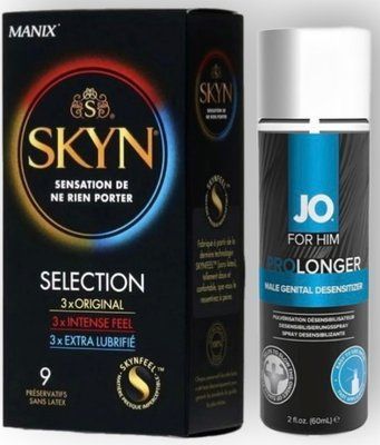 Набор из SKYN Selection (9 шт) + Пролонгатор System JO Prolonger Spray with Benzocaine (60 мл) SOS8858 фото