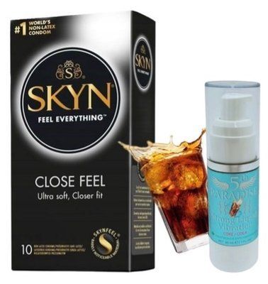 Набор из SKYN Close Feel (10 шт) + жидкий вибратор 5th Paradise Liquid Vibrator &mdash; Кола (30 мл) SOS9768 фото
