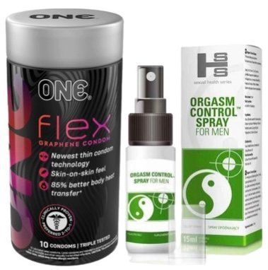 Набор из 10 шт ONE Flex графен + Пролонгатор SEXUAL HEALTH SERIES ORGASM CONTROL SPRAY, 15 МЛ SOS9308 фото
