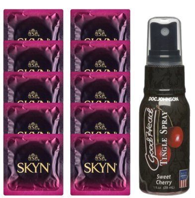 Комплект SKYN Cherry Sunrise 10 шт + Doc Johnson GoodHead Tingle Spray Sweet Cherry (29 мл) SOS13679 фото