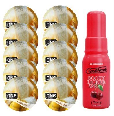 Комплект ONE Banana Split 10 шт + Doc Johnson GoodHead Booty Licker Spray Cherry 29 мл SOS13729 фото