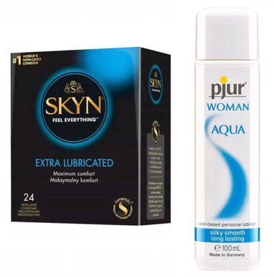 Набір SKYN Extra Lube 24 шт та Лубрикант Pjur Woman Aqua 100 мл SOS121 фото
