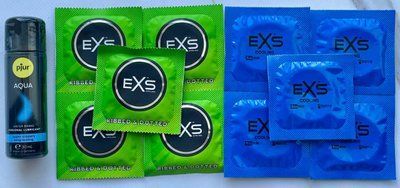 Набір EXS Extreme 5 шт + EXS Cooling 5 шт + Лубрикант pjur Woman Aqua 30 мл SOS3510 фото