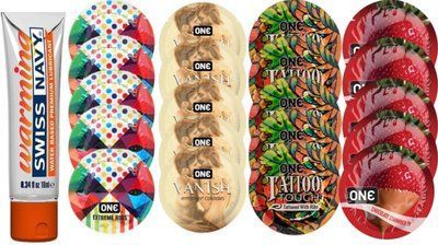 Набор из Swiss Navy Water-Based 10 мл + ONERibs + ONE Vanish + ONETattoo + ONE Chocolate Strawberry SOS8558 фото