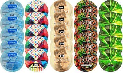 Набор с 25 шт ONE Oasis Silk + ONE Ribs + ONE Vanish + ONE Glowing + ONE Banana SOS8357 фото