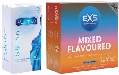 Набір з Pasante Silk Thin 12 шт + EXS Mixed Flavoured 48 шт SOS8110 фото
