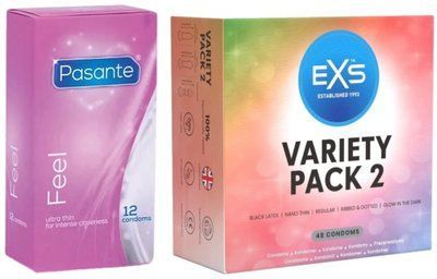 Набір з Pasante Sensitive Feel (12 шт) + EXS Variety pack 2, набір 48 штук SOS8157 фото