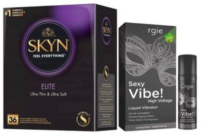 Набор из SKYN Elite 36 шт. + Жидкий вибратор Orgie Sexy Vibe (15 мл) SOS10218 фото