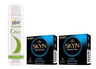 Набір: SKYN Extra Lube - 3x2 (6 шт) та Лубрикант Pjur Woman Aloe &mdash; 100 мл SOS914 фото