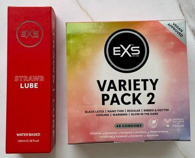 Комплект EXS Mixed Variety Pack 2, 48 шт + Лубрикант EXS Strawberry Lube 100 мл SOS3210 фото