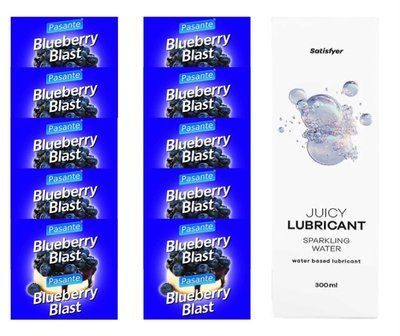 Комплект Pasante Blueberry 10шт. + Лубрикант Satisfyer Juicy Lubricant Sparkling Water 300 мл SOS11677 фото