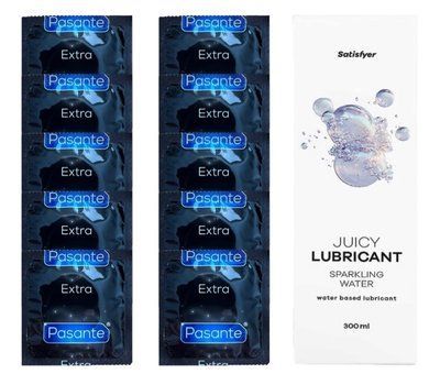 Набір: Pasante Extra Safe 10 шт. + Лубрикант Satisfyer Sparkling Water (300 мл) SOS12077 фото