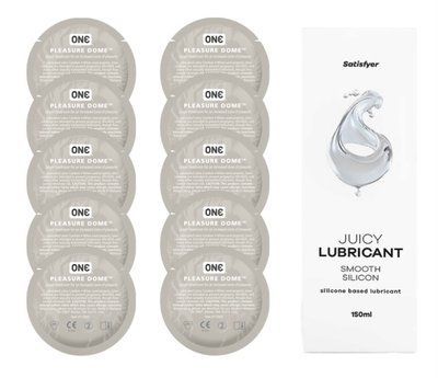 Комплект 𝐎𝐍𝐄 𝐃𝐨𝐦𝐞 10 шт. + Лубрикант Satisfyer Juicy Lubricant Smooth Silicon (150 мл) SOS12227 фото