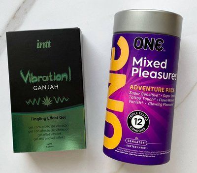 Набор ONE Mixed Pleasures 12 шт. + Жидкий вибратор Intt Vibration Ganjah (15 мл) SOS2060 фото