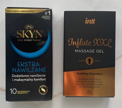 Комплект SKYN Extra Lube 10 шт + Гель для стимуляції Intt Inflate XXL (15 мл) SOS2110 фото