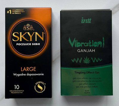 Набір SKYN Large 10 шт + Рідкий вібратор Intt Vibration Ganjah (15 мл) SOS2710 фото