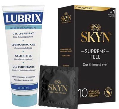 Набор из Лубриканта на водной основе Lubrix (200 мл) + Skyn ​​Supreme Feel 10 шт SOS8808 фото