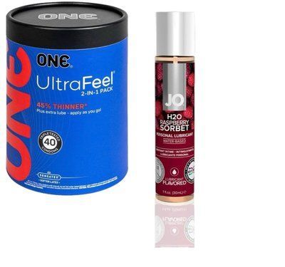 ONE UltraFeel 2-в-1. 40 шт+Змазка на водній основі System JO H2O &mdash; Raspberry Sorbet (30 мл) SOS6437 фото