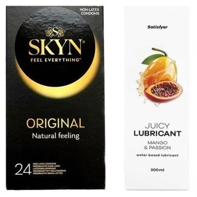 Набор Лубрикант Satisfyer Mango&Passion 300 мл + SKYN Original 24 шт. SOS12829 фото