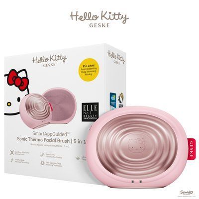 Електронна ультразвукова термощітка для обличчя GESKE Sonic Thermo Facial Brush 5в1 by Hello Kitty pink HB0245 фото