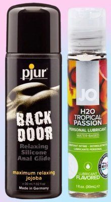 Набір лубрикантів pjur backdoor anal Relaxing jojoba silicone 30 мл + System JO Tropical Passion (30 мл) LB717 фото