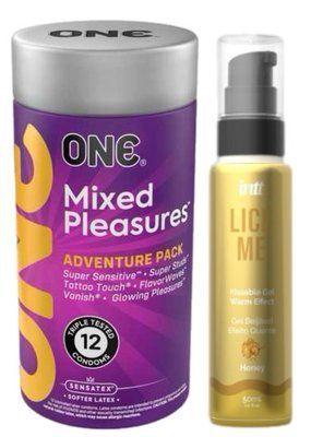Комплект 12 шт ONE Mixed Pleasures + Гель INTT Lick Me Kissable Gel Honey 50 мл SOS6132 фото