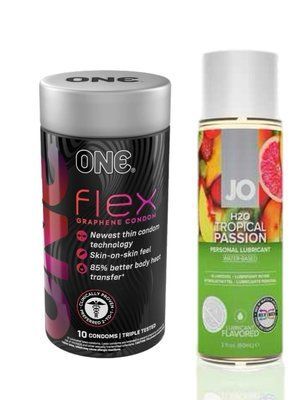 ONE Flex 10 шт. + Смазка на водной основе System JO H2O &mdash; Tropical Passion (60 мл) SOS6383 фото
